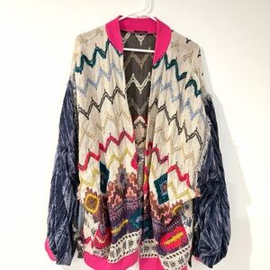 Colorful Zigzag Patterned Boho Embroidered Jacket
